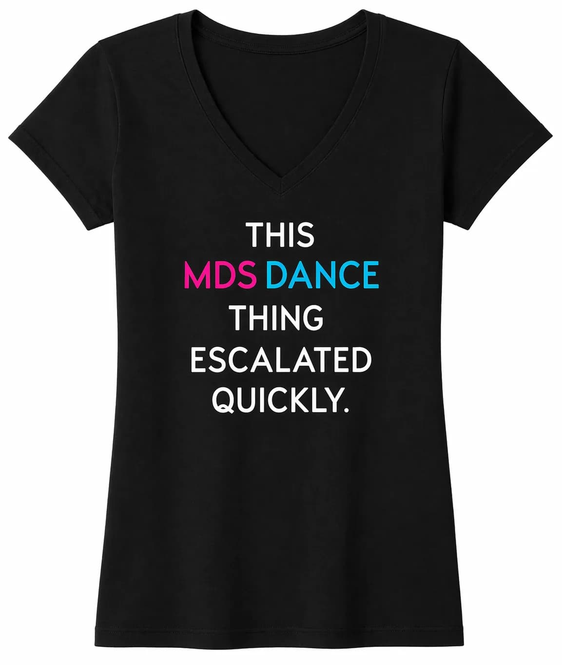 “Escalated quickly” V-neck tee, Black