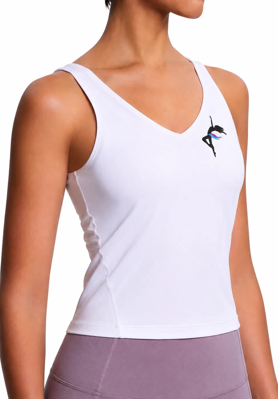 White V-neck tank, White